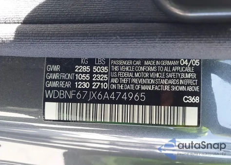 2006 Mercedes-Benz S 350 из США, поврежденный, VIN WDBNF67JX6A474965